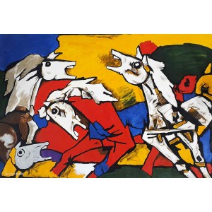 Shamshad Baig, 30 x 44 Inch, Acrylic on Canvas, Horse Painting, AC-SHB-002